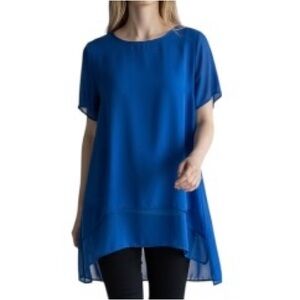 Vince Camino Royal Blue Short Sleeve Tunic Top Size Medium